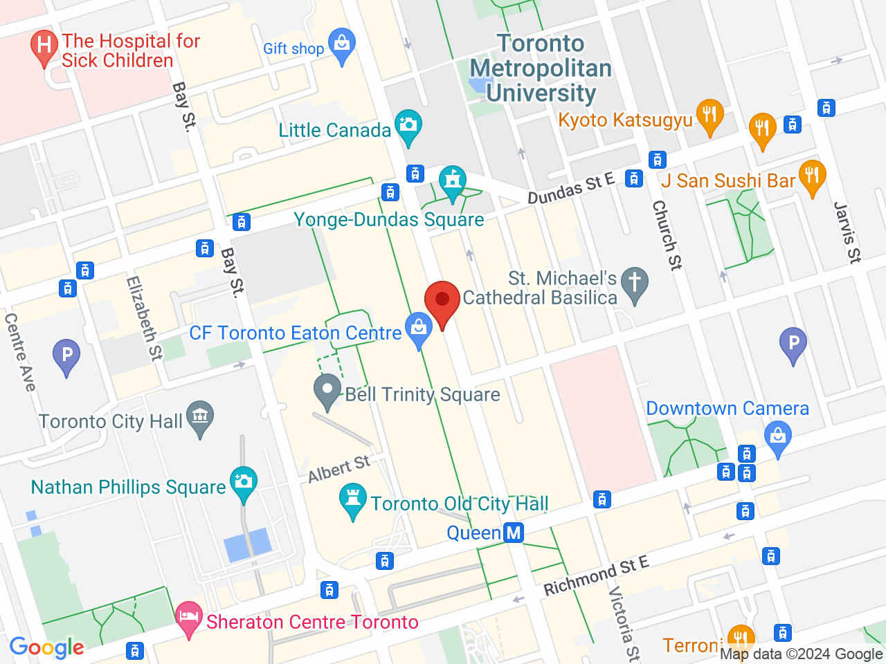 Street map for Tokyo Smoke Eaton Centre, 220 Yonge St Unit H009, Toronto ON