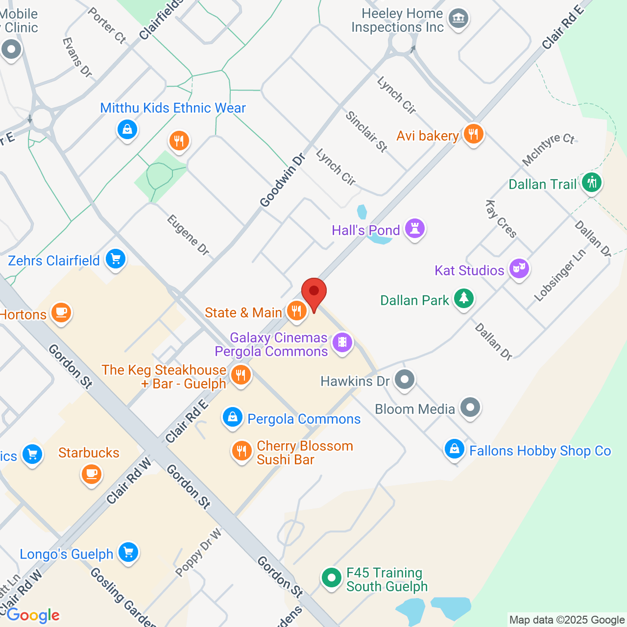 Street map for Fire & Flower Cannabis Co., 79 Clair Rd E #104, Guelph ON