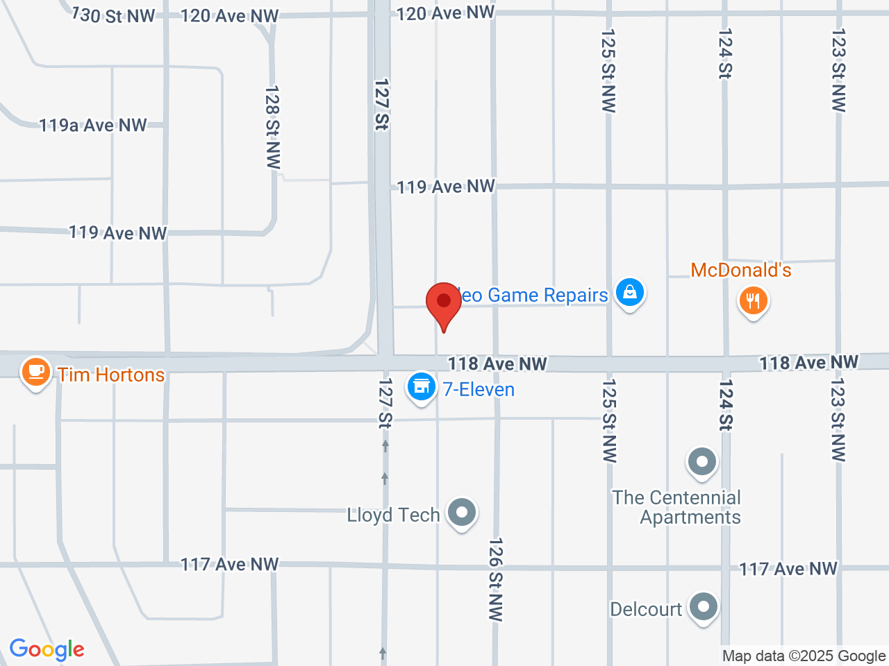 Street map for Krave Cannabis, 12614 118 Ave NW, Edmonton AB