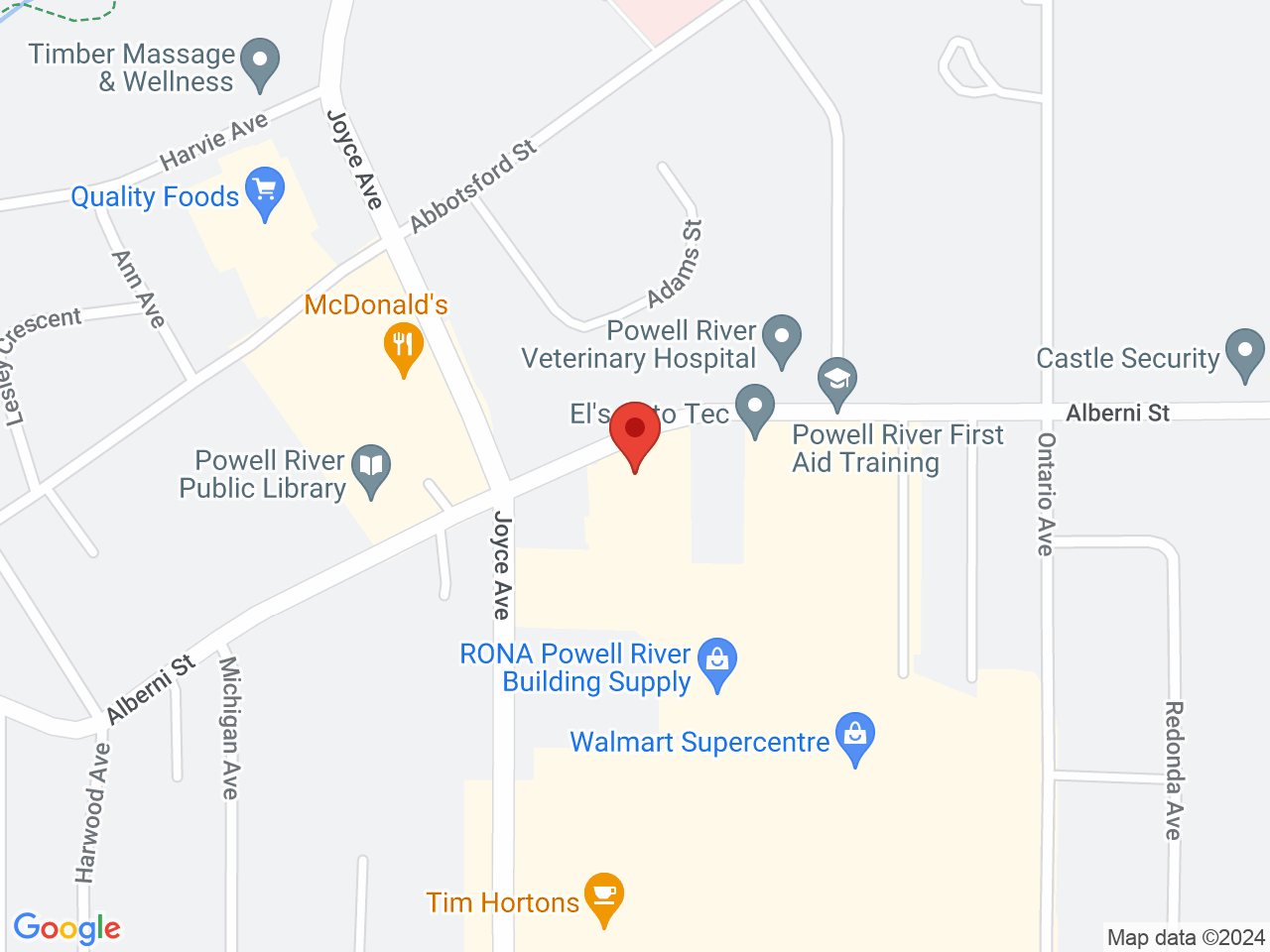 Street map for Bean Cannabis Shop, 7030 Alberni St #7, Powell River BC