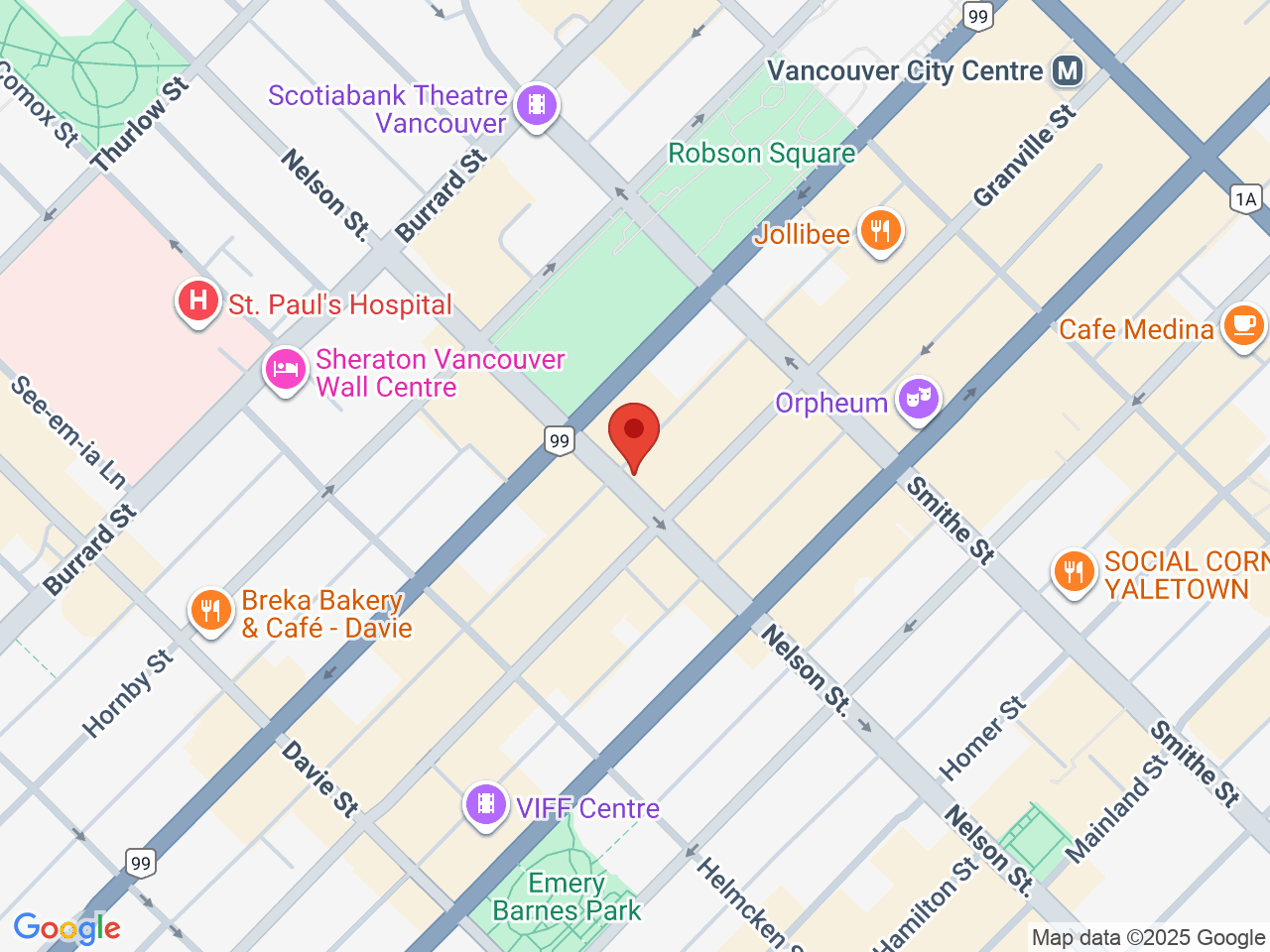 Street map for Canntina Cannabis Nelson, 725 Nelson St, Vancouver BC