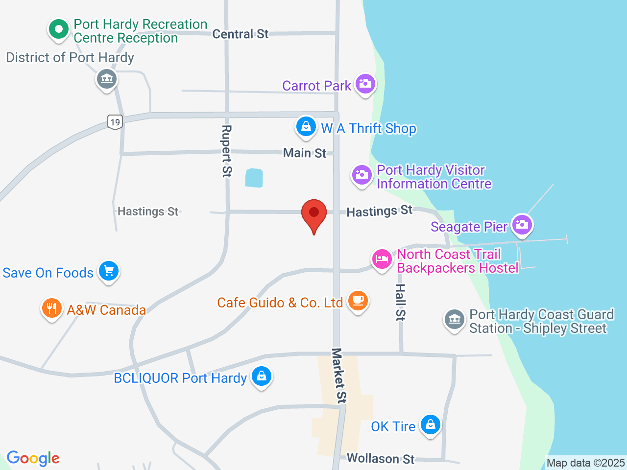 Street map for 100 Percent Cannabis, 7210 Market St #4, Port Hardy BC