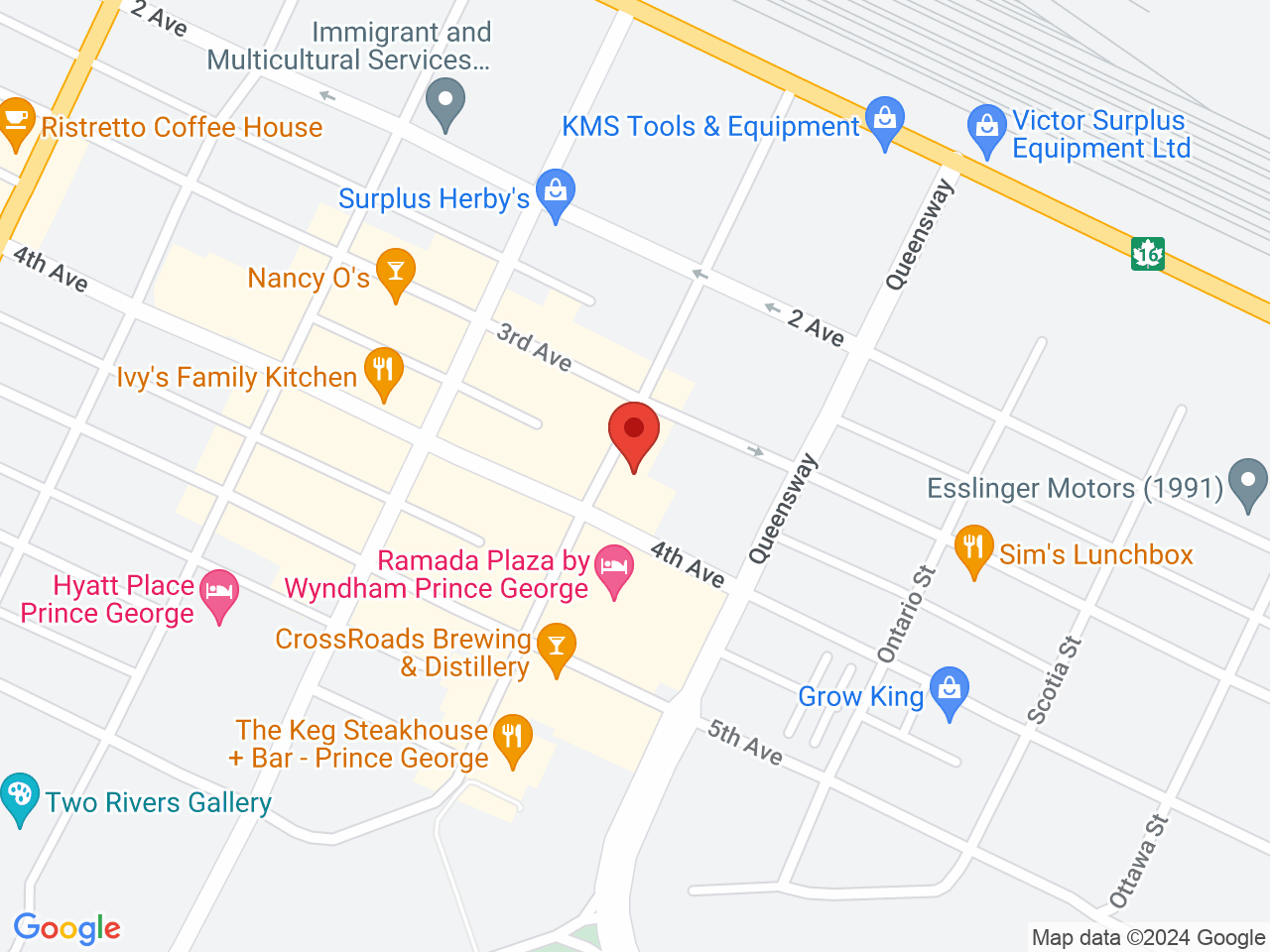 Street map for Epik Products Inc., 356 George St, Prince George BC