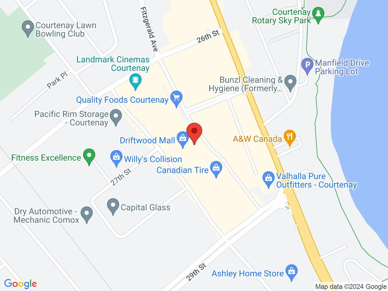 Street map for Greenstar Cannabis Company, 2751 Cliffe Ave #1400, Courtenay BC