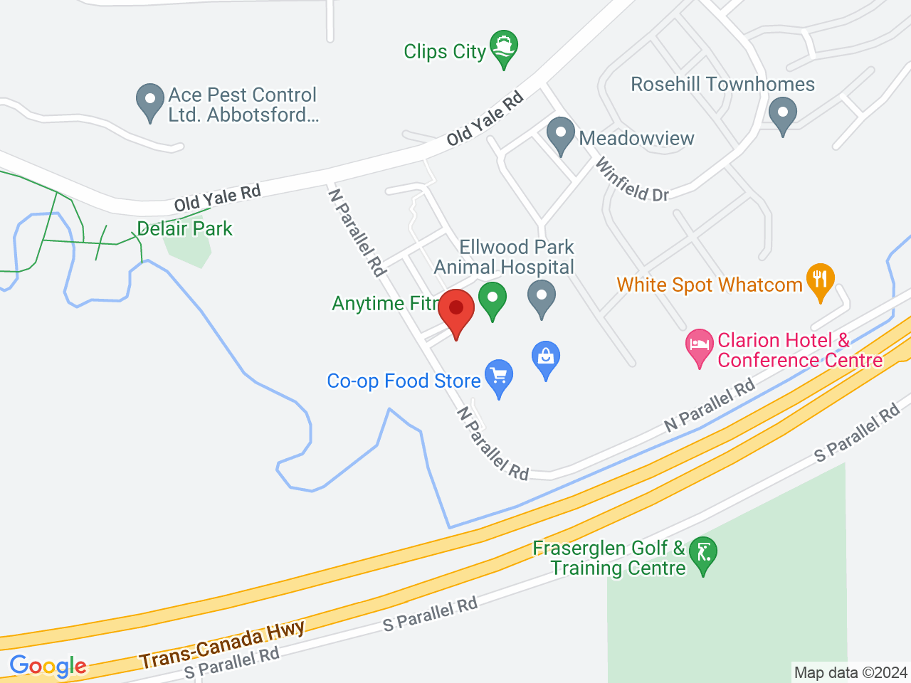 Street map for Hive Cannabis, 1920 N Parallel Rd, Abbotsford BC