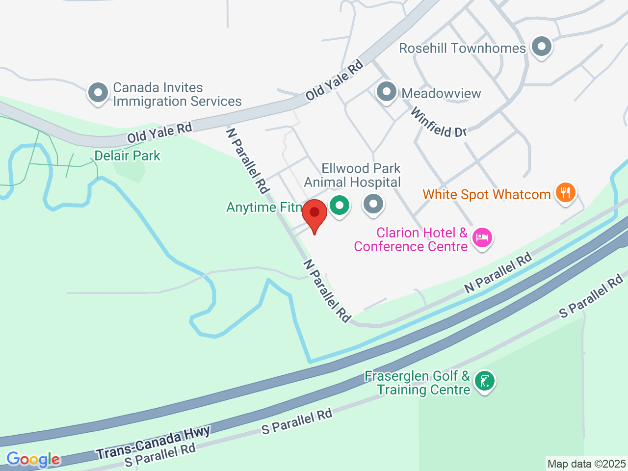 Street map for Hive Cannabis, 1920 N Parallel Rd, Abbotsford BC