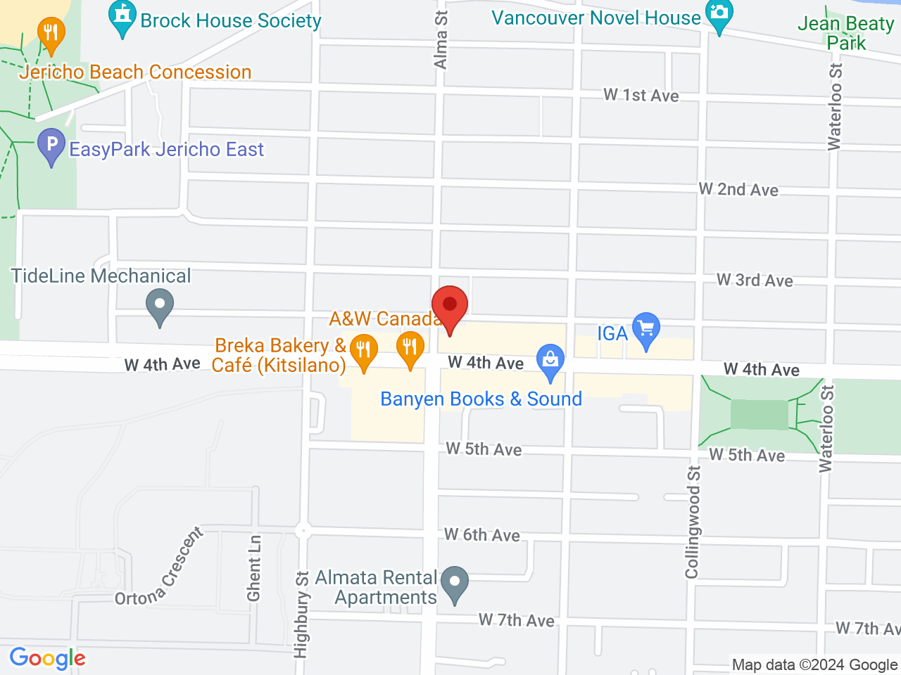 Street map for Cheeky's Cannabis Merchants, 3695 W 4th Ave, Vancouver BC