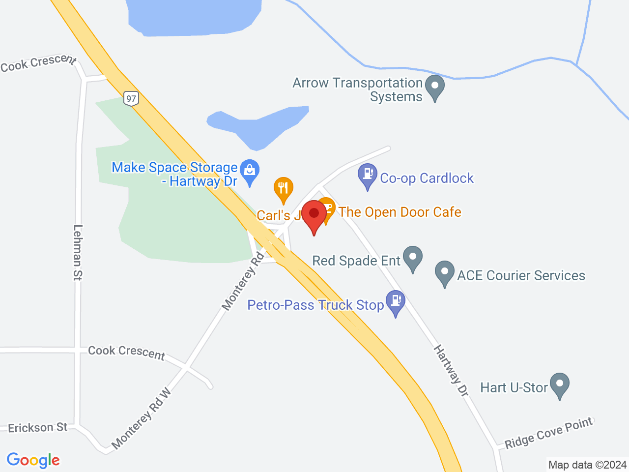 Street map for North Country Cannabis, 6055 Monterey Rd., Prince George BC