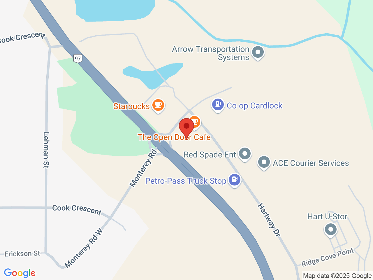 Street map for North Country Cannabis, 6055 Monterey Rd., Prince George BC