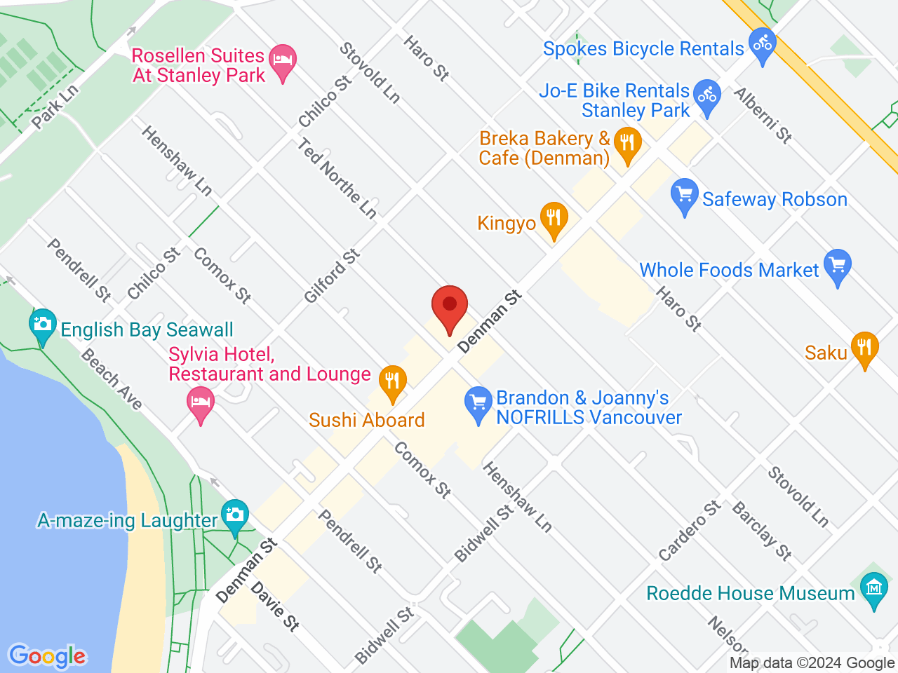 Street map for Muse Cannabis, 999 Denman St, Vancouver BC