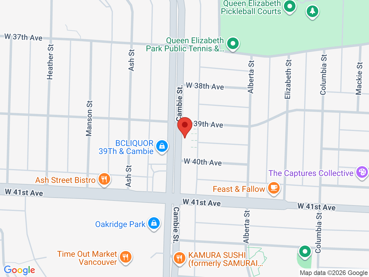 Street map for Quantum 1 Cannabis, 5528 Cambie St, Vancouver BC
