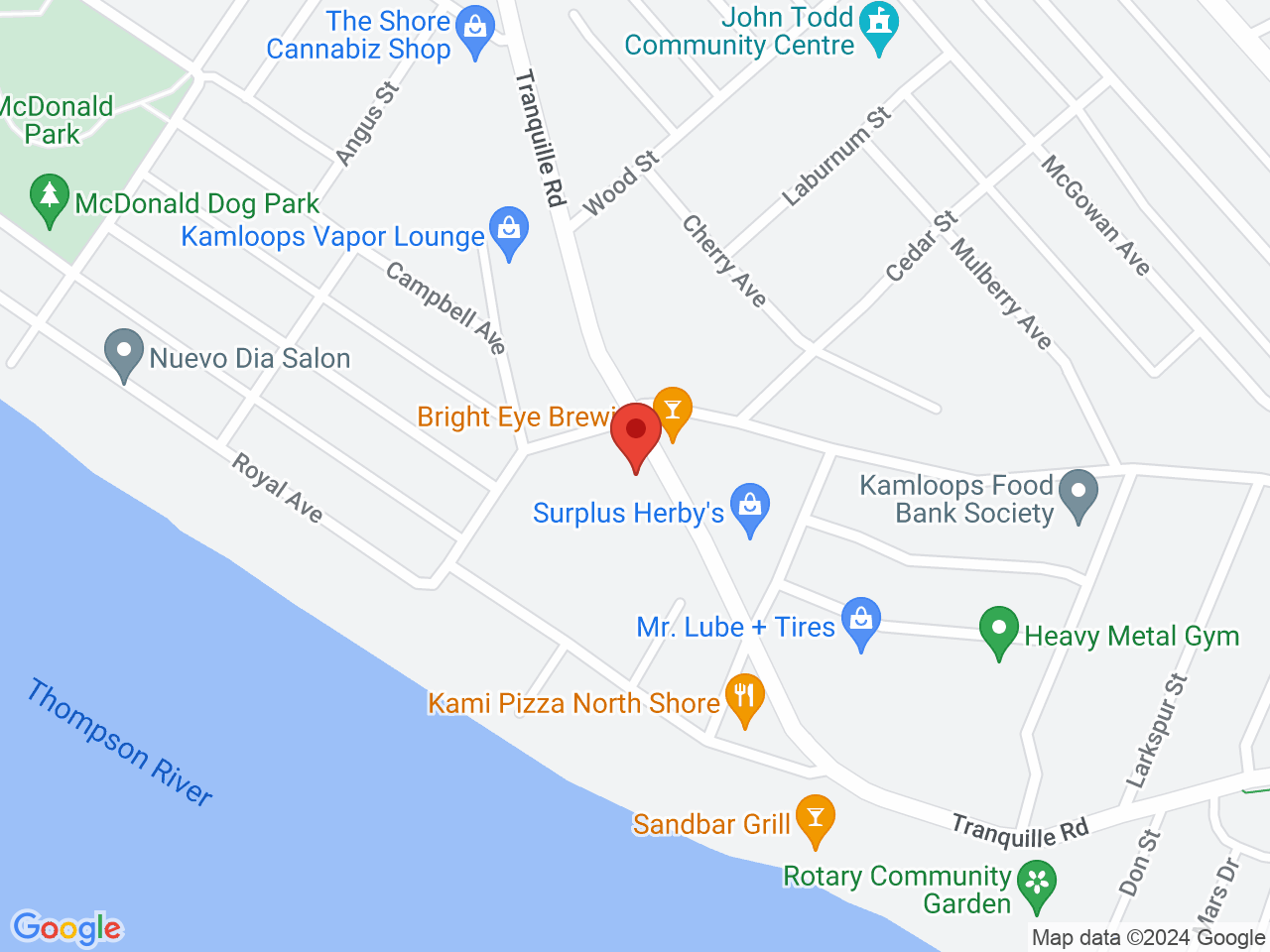 Street map for Taste Cannabis, 279 Tranquille Rd, Kamloops BC
