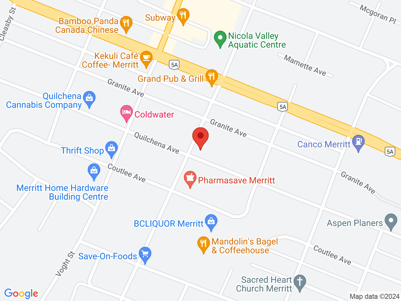 Street map for Unity Cannabis, 2101 Quilchena Ave, Merritt BC