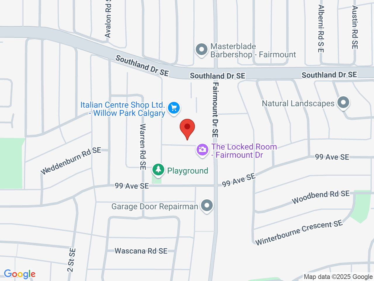 Street map for Cost Cannabis, 130-9919 Fairmount Dr SE, Calgary AB