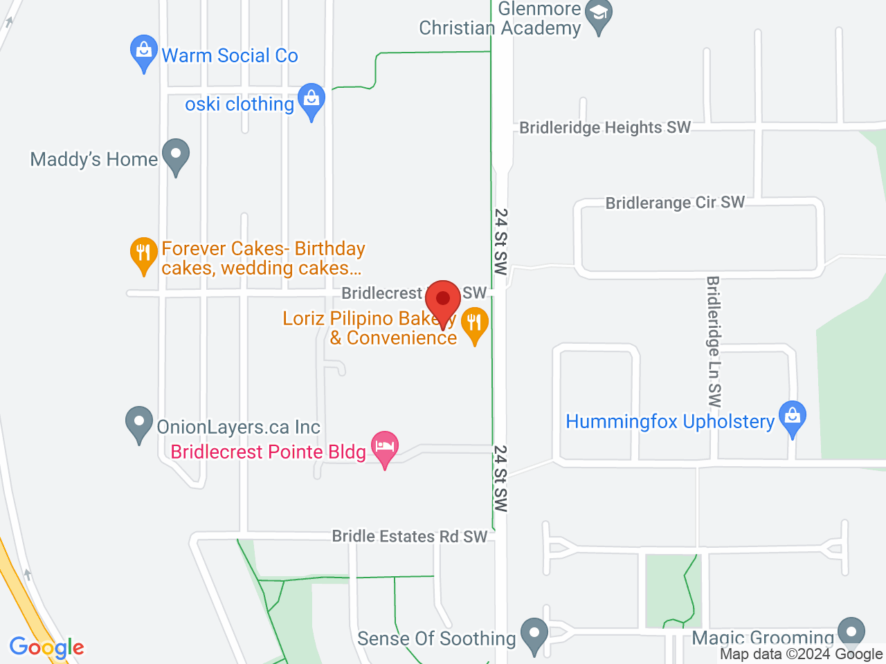 Street map for Bridlewood Cannabis, 45-2525 Bridlecrest Way SW, Calgary AB