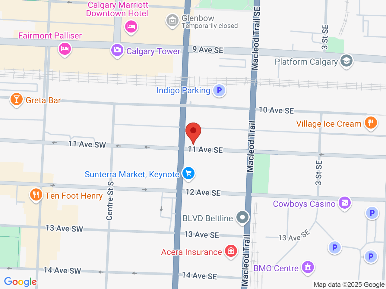 Street map for Bud Bar, 206 11 Ave SE #101, Calgary AB