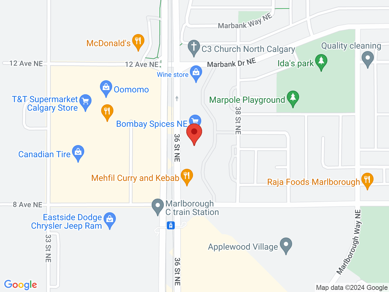 Street map for Canna Cabana, 120-920 36 Street NE, Calgary AB