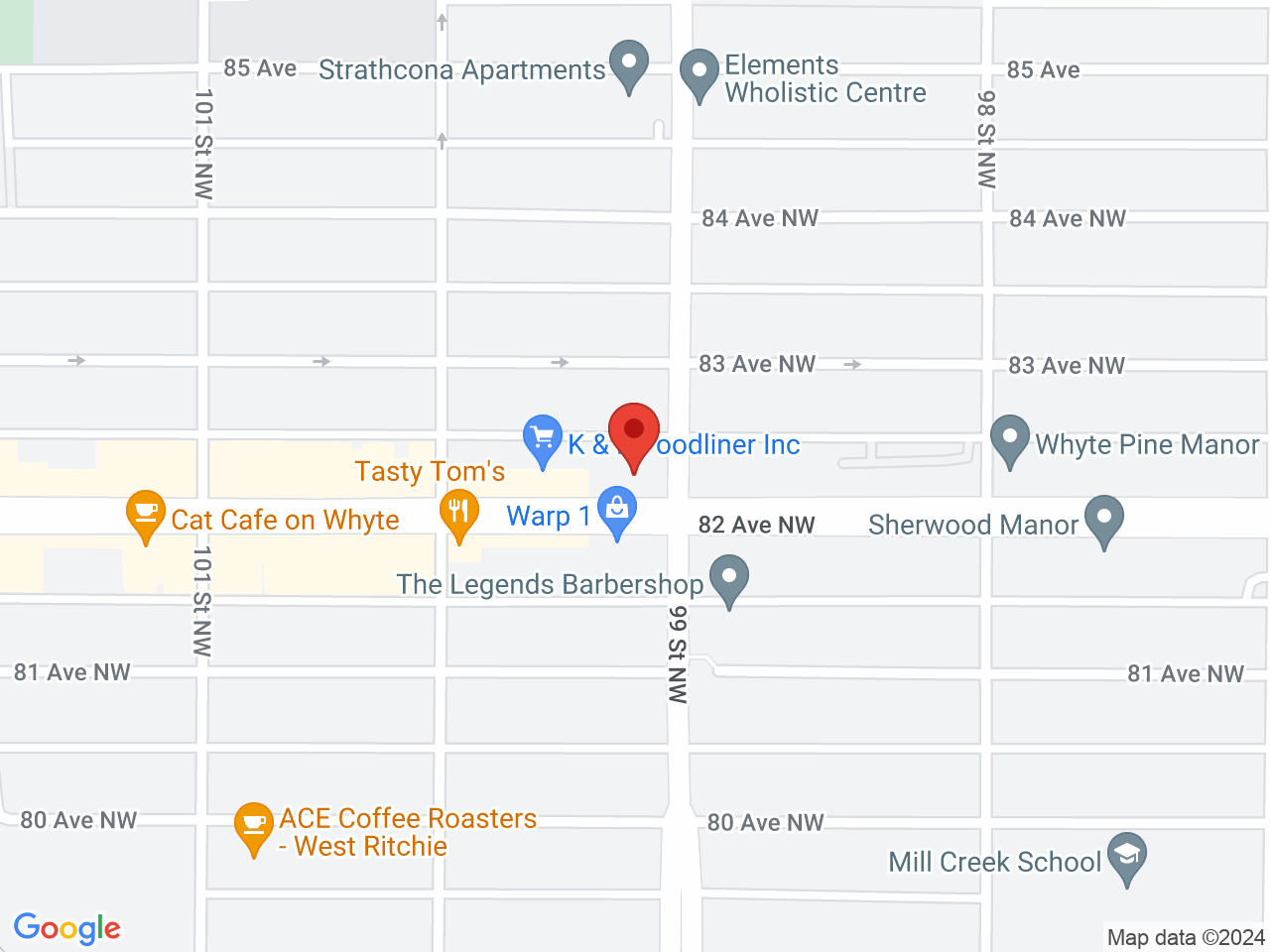 Street map for Cannabis Bay, 9912 82 Ave NW, Edmonton AB