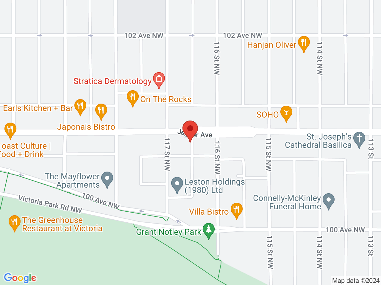 Street map for Cannabis Cellar, 11639 Jasper Ave, Edmonton AB