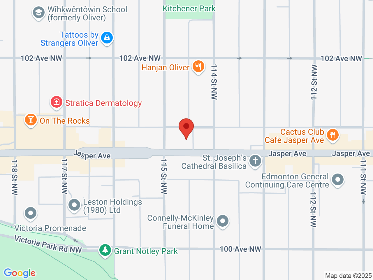 Street map for Cannabis Discounter, 11452 Jasper Ave NW, Edmonton AB