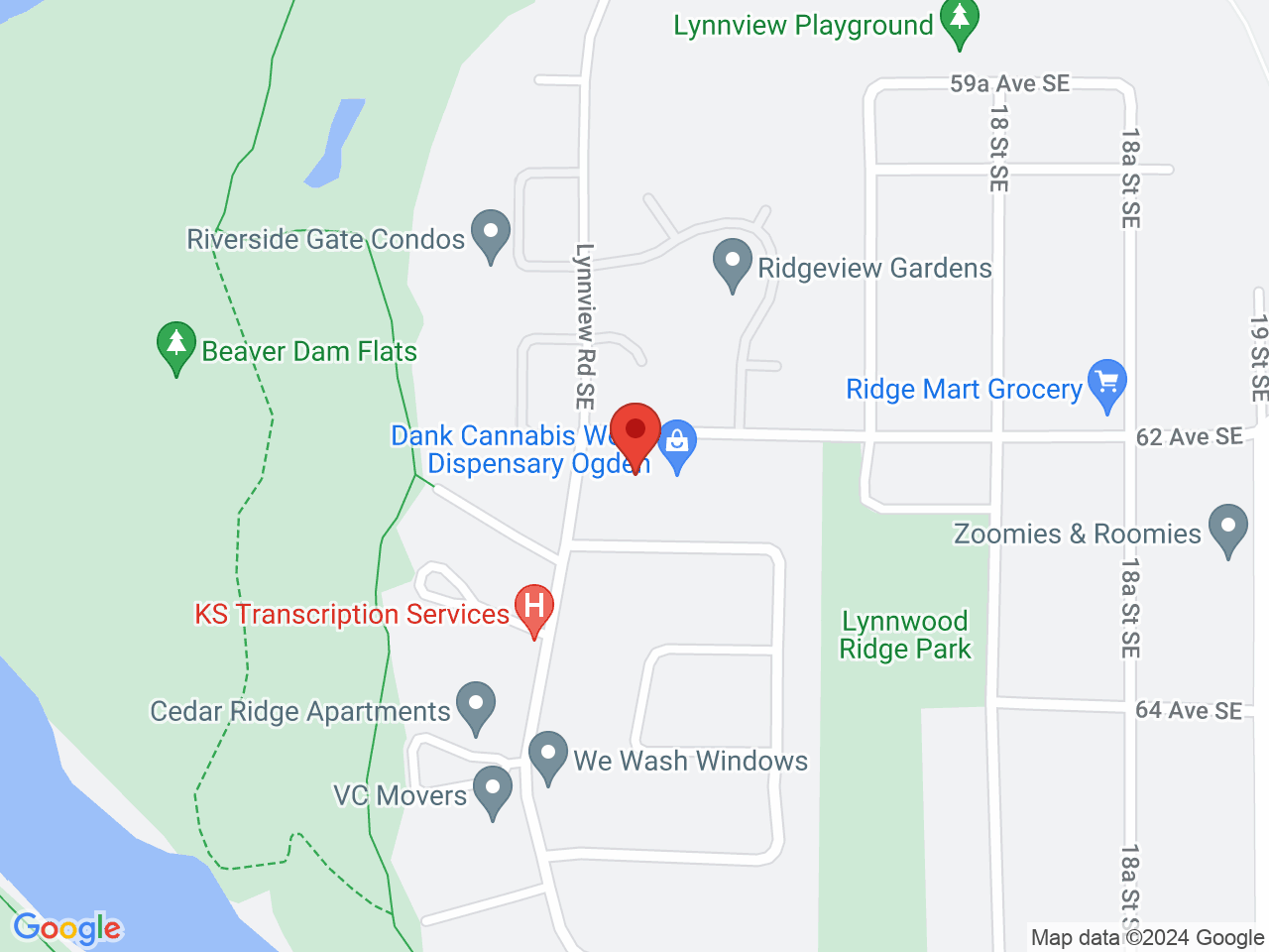 Street map for Dank Cannabis Dispensary, 1603 62 Ave SE #2, Calgary AB