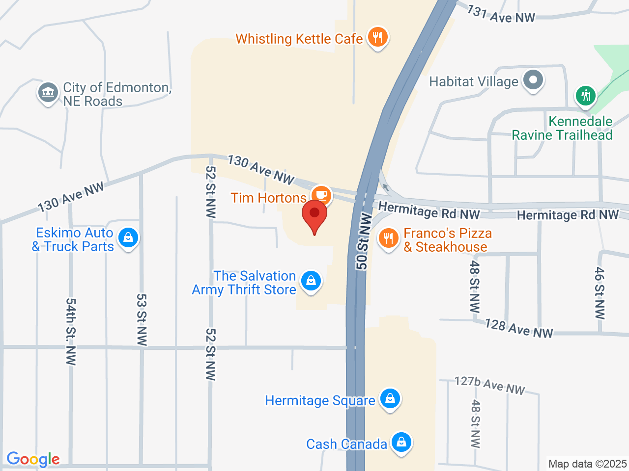 Street map for Discounted Cannabis, 12988 50 St NW, Edmonton AB