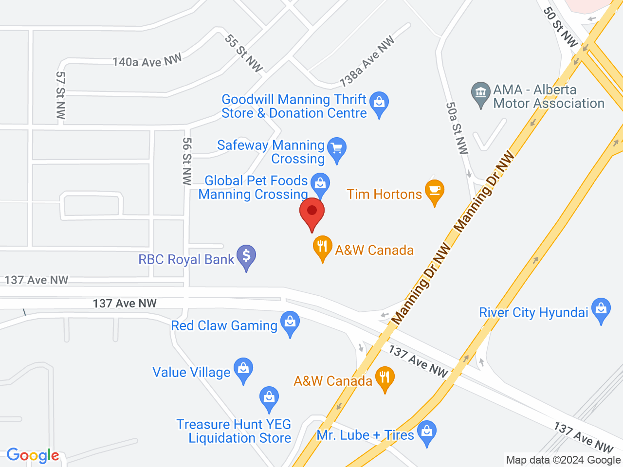 Street map for Discounted Cannabis, 256 Manning Crossing NW, Edmonton AB