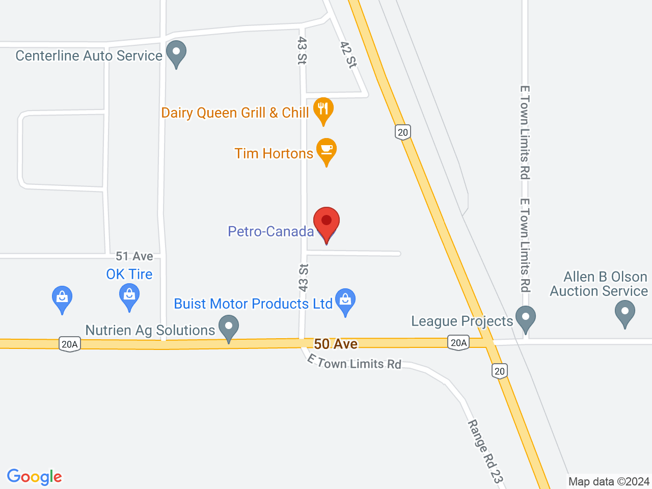Street map for F&L Cannabis Inc., 5201 43 St, Rimbey AB