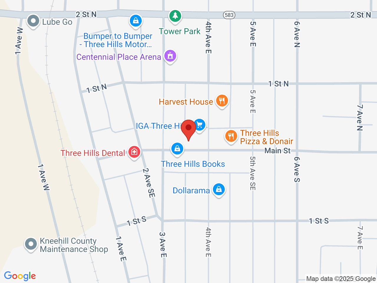 Street map for GoodVibes Cannabis, 414 Main St, Three Hills AB