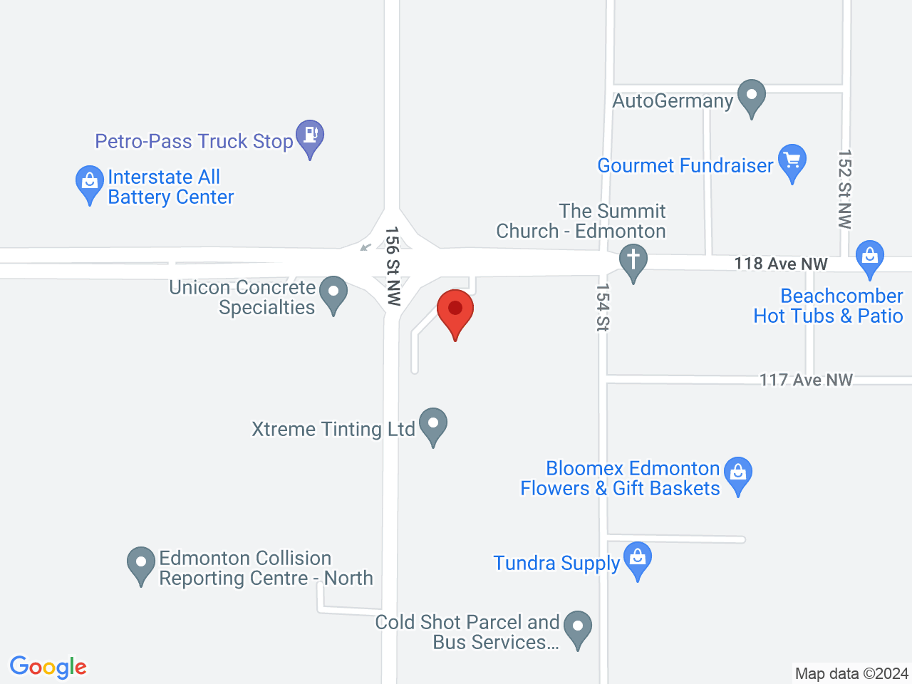 Street map for Green Mountain Cannabis Inc., 15515 118 Ave NW, Edmonton AB