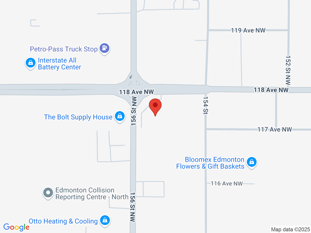 Street map for Green Mountain Cannabis Inc., 15515 118 Ave NW, Edmonton AB