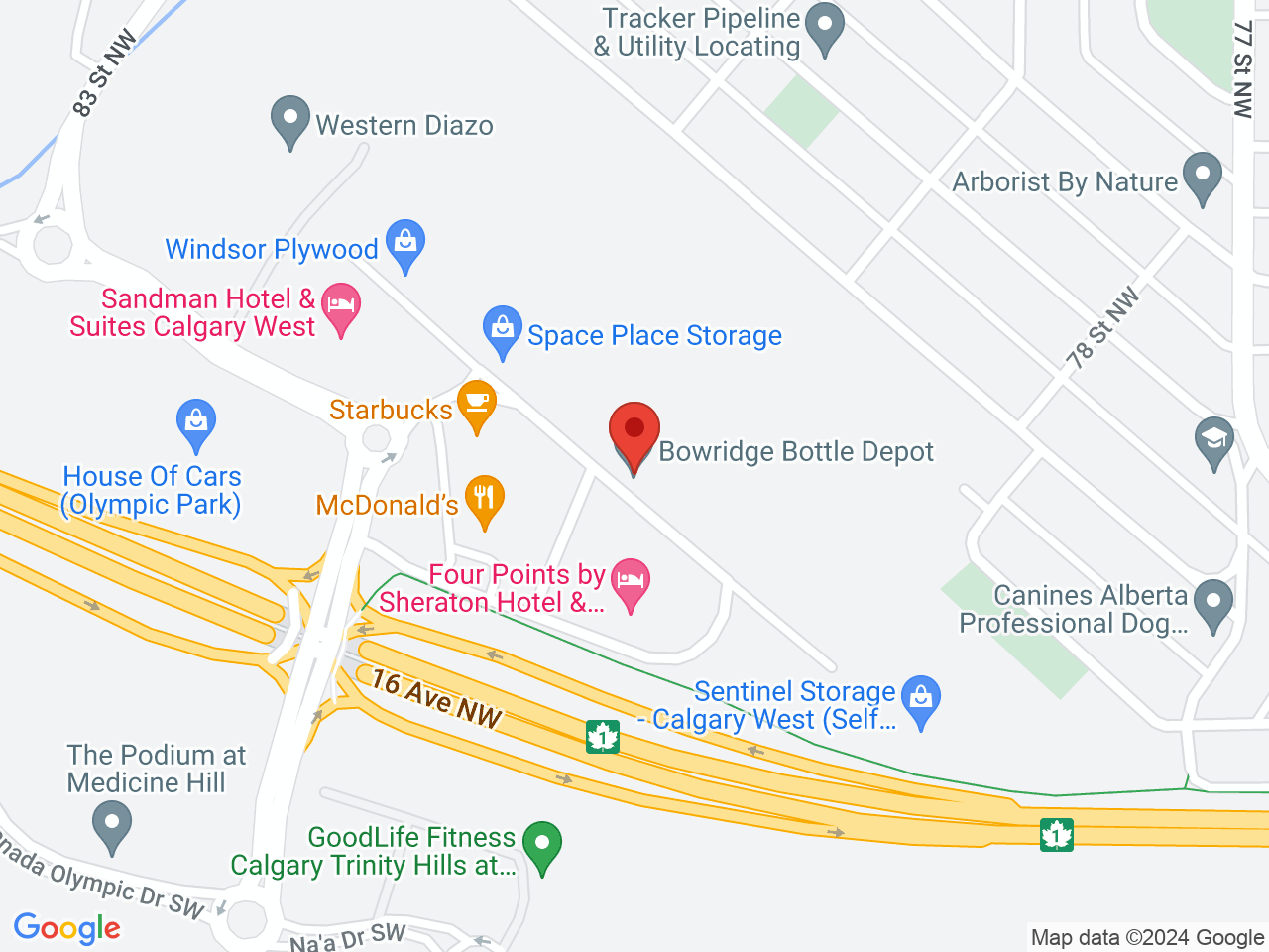 Street map for Green Panda Cannabis, 130-60 Bowridge Dr, Calgary AB
