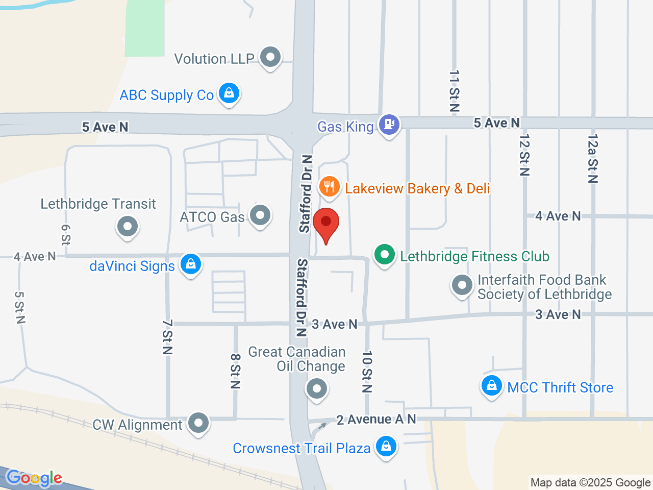 Street map for Green Queen Cannabis, 357 Stafford Dr N, Lethbridge AB