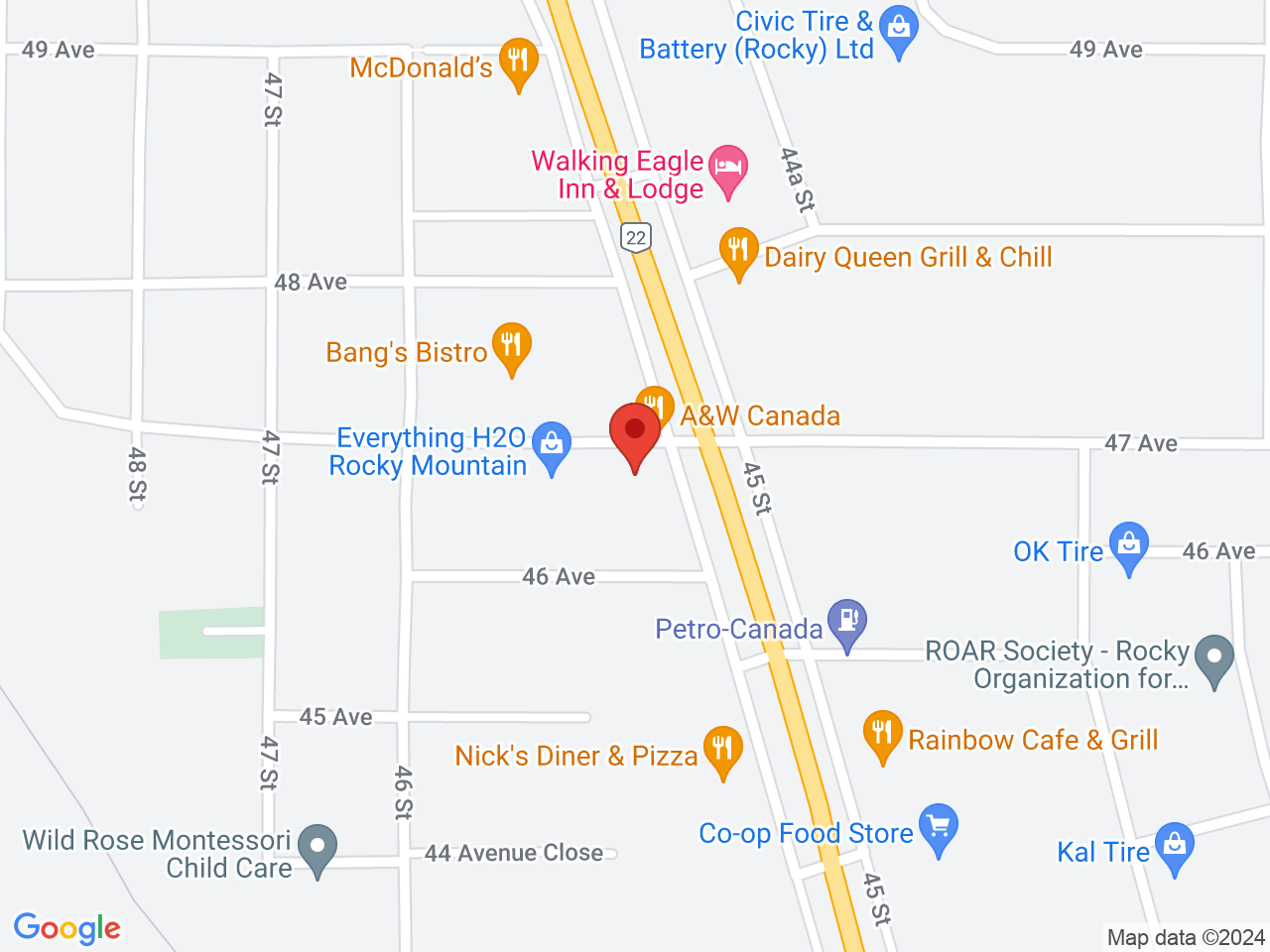 Street map for Green Solution Cannabis, 4507 47 Ave, Rocky Mountain House AB