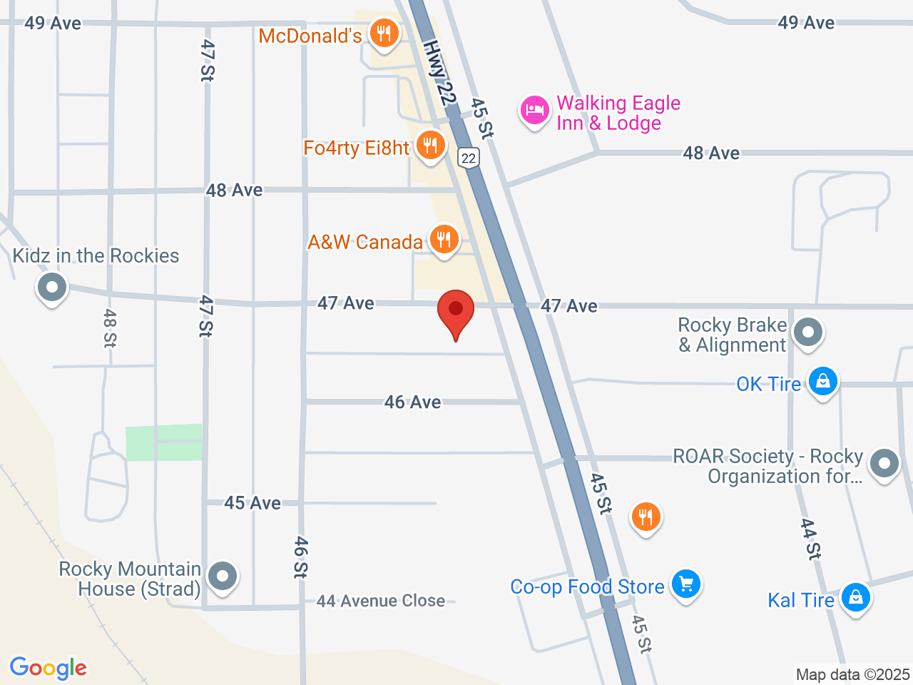 Street map for Green Solution Cannabis, 4507 47 Ave, Rocky Mountain House AB