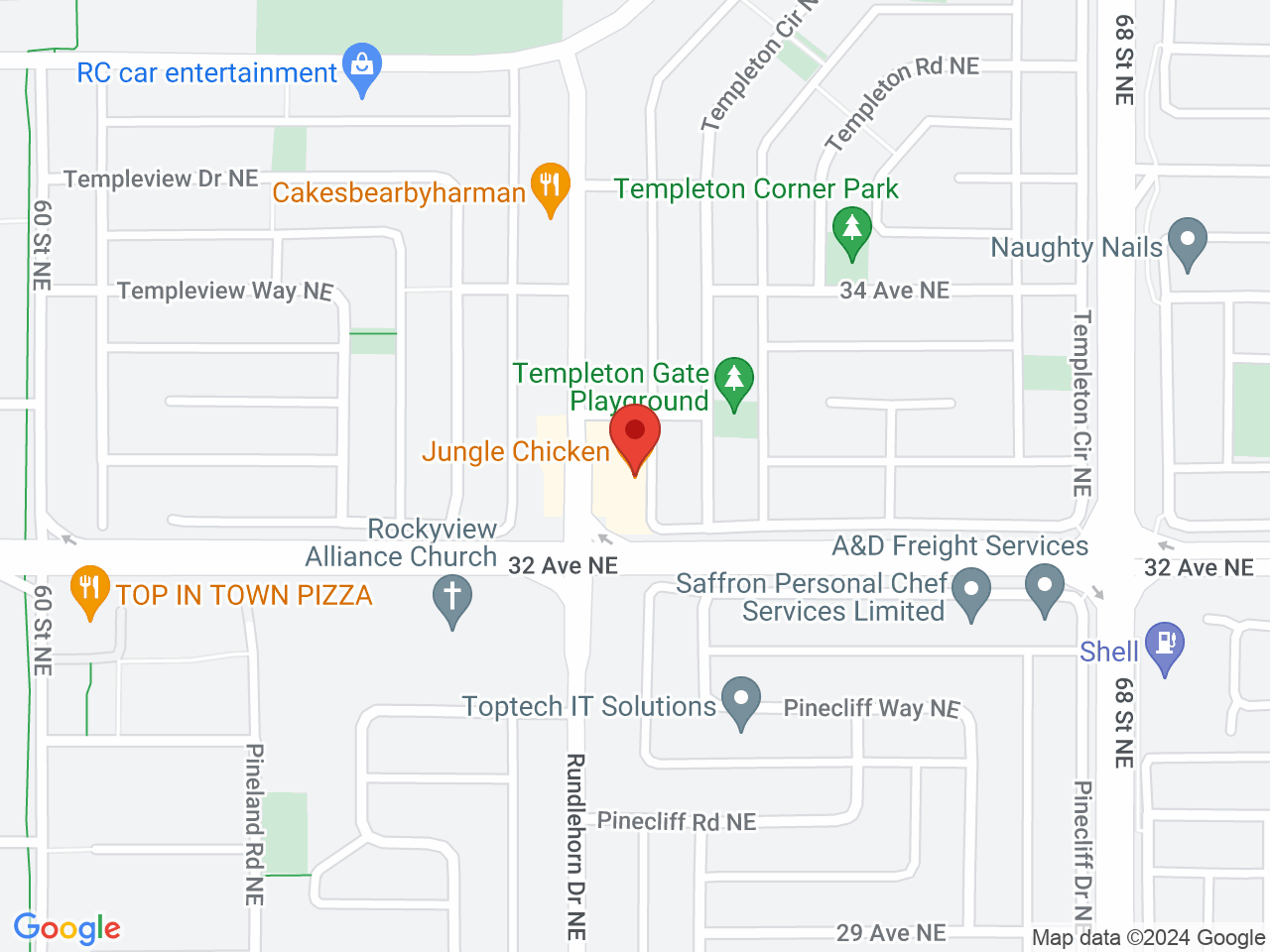 Street map for Greenlife Cannabis, 6-3304 64 St NE, Calgary AB