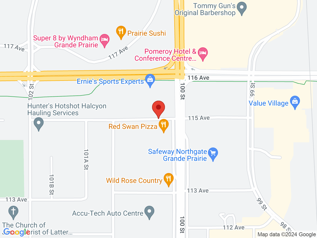 Street map for Haze, 10011 115 Ave, Grande Prairie AB