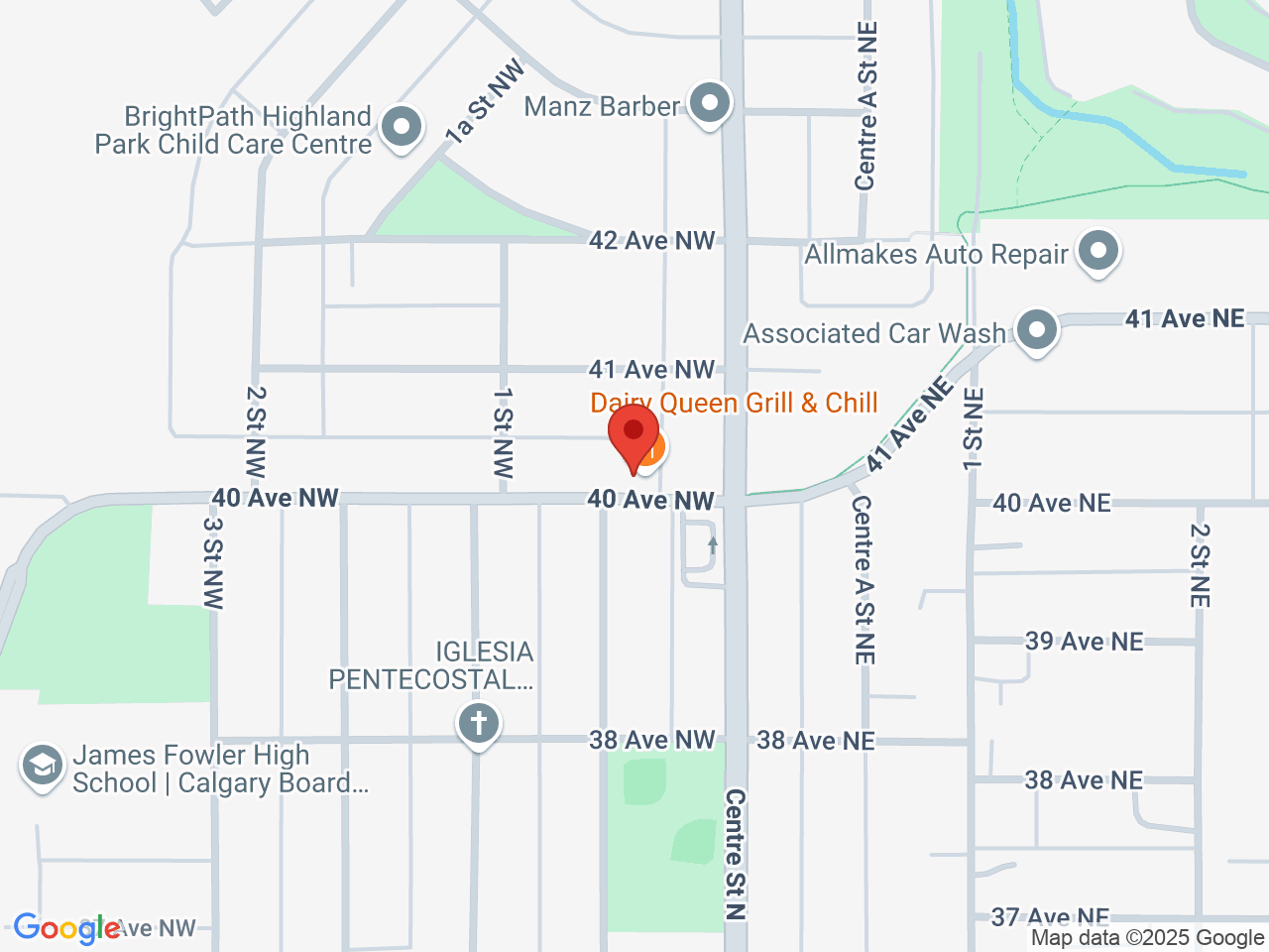 Street map for Highland Buds, 118 40 Ave NW, Calgary AB