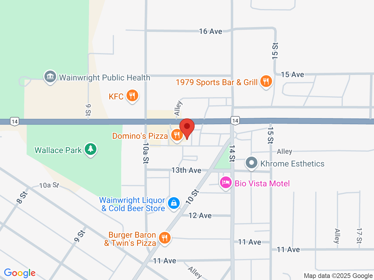 Street map for JeB's Joint, 1021 14 Ave, Wainwright AB