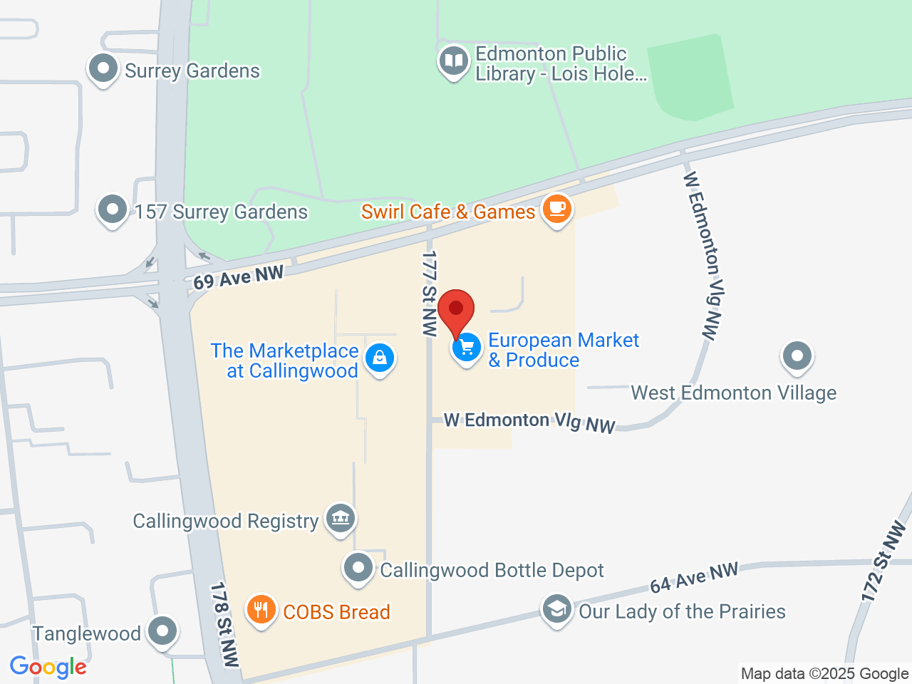 Street map for Lucid Cannabis Callingwood, 6613 177 St, Edmonton AB