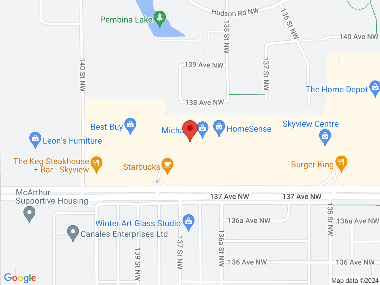 Street map for NUMO Cannabis Skyview, 13656 137 Ave, Edmonton AB