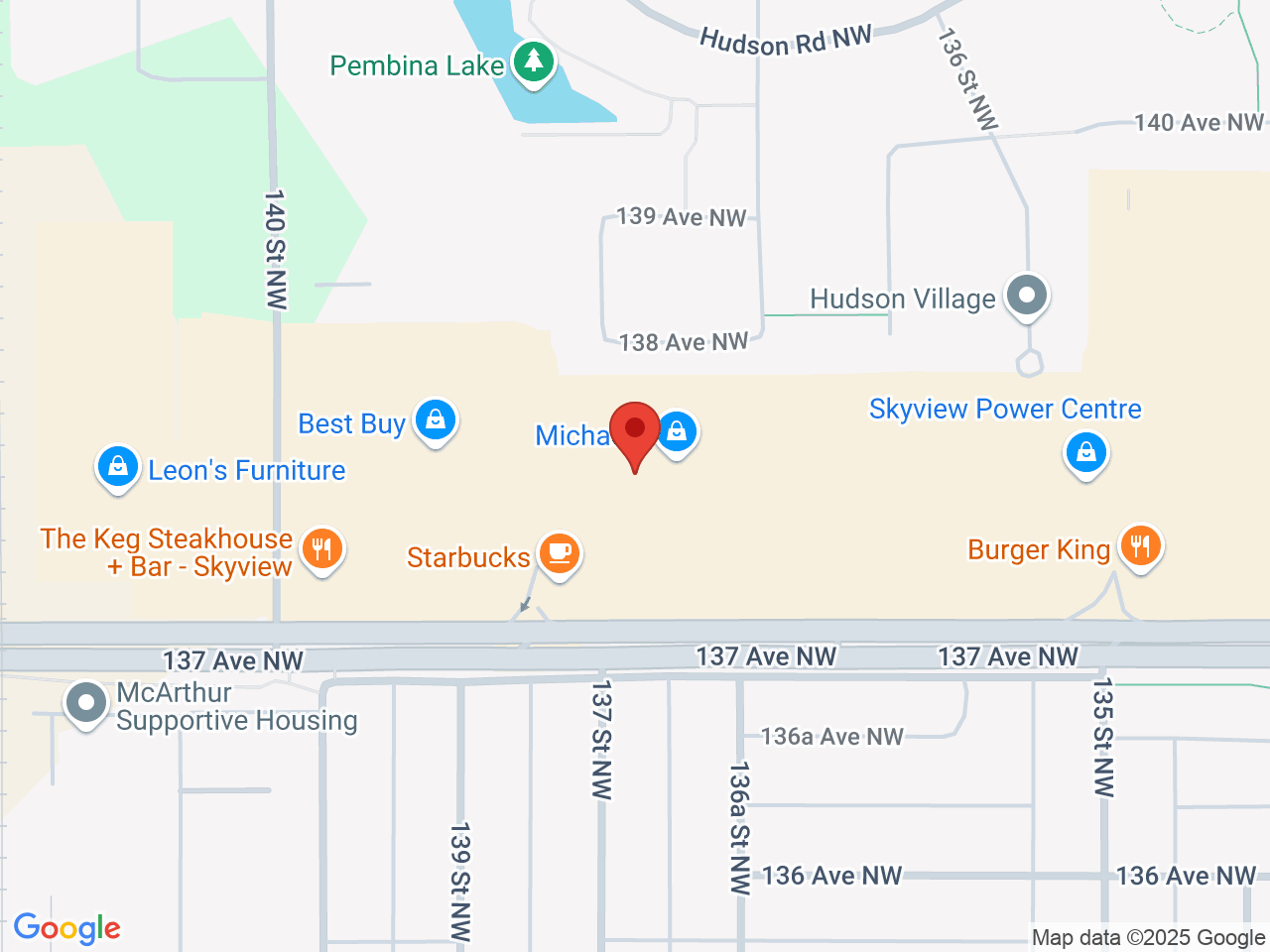 Street map for NUMO Cannabis Skyview, 13656 137 Ave, Edmonton AB