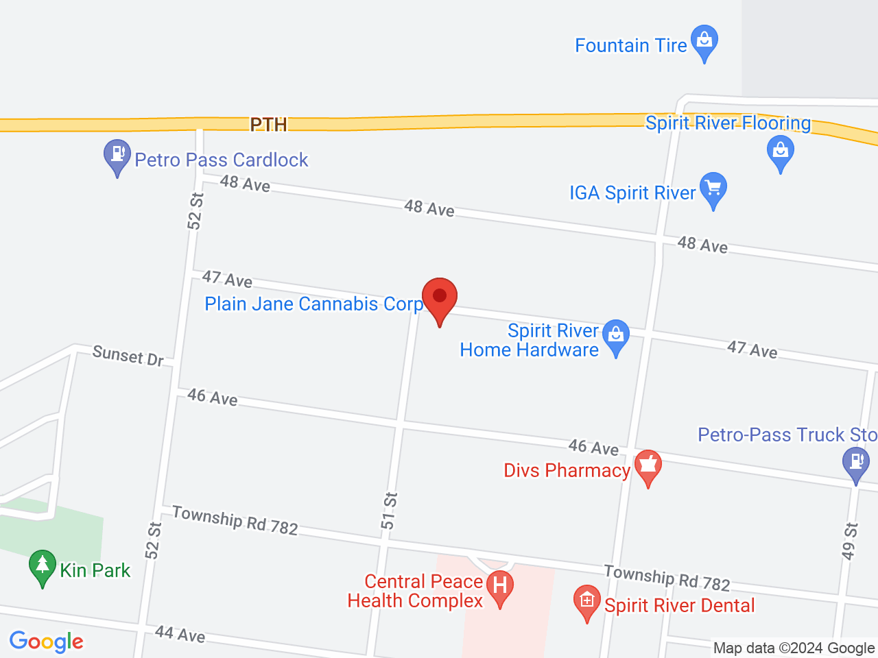 Street map for Plain Jane Cannabis, 5030 47 Ave, Spirit River AB