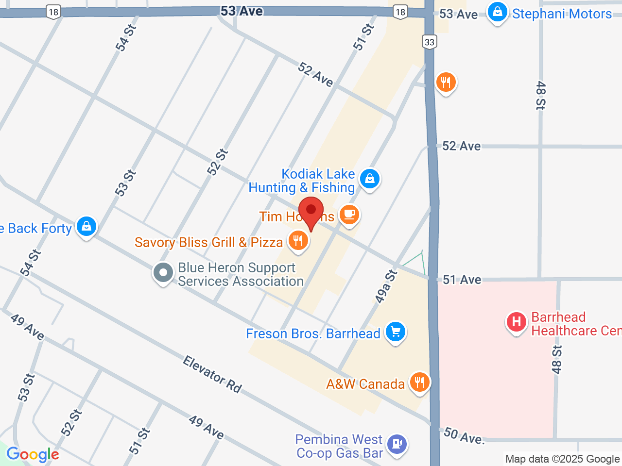 Street map for Rocky Mountain Roots, 5036 50 St, Barrhead AB