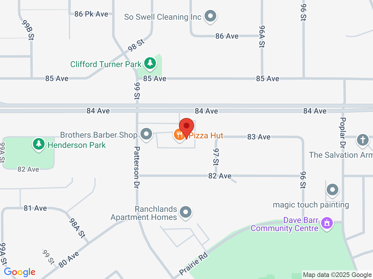 Street map for Lucky Leaf Cannabis, 1-9701 84 Ave, Grande Prairie AB