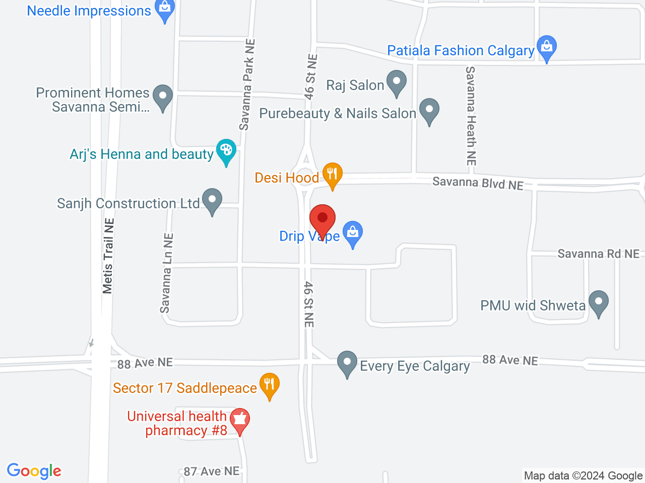 Street map for Spiritleaf Savanna, 402-9036 46 St NE, Calgary AB
