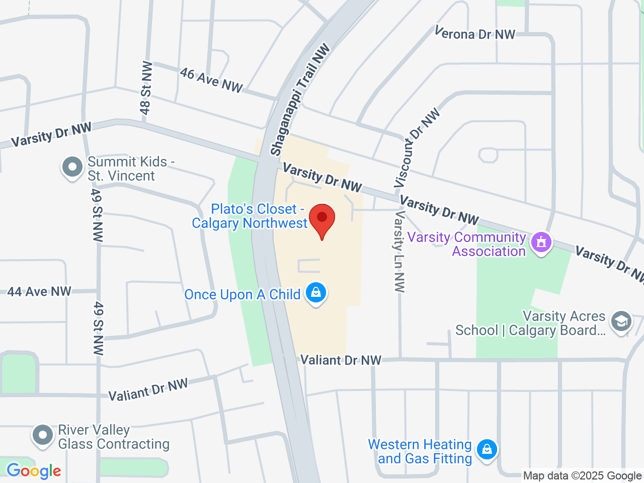 Street map for Value Buds Varsity, 406-4625 Varsity Drive NW, Calgary AB