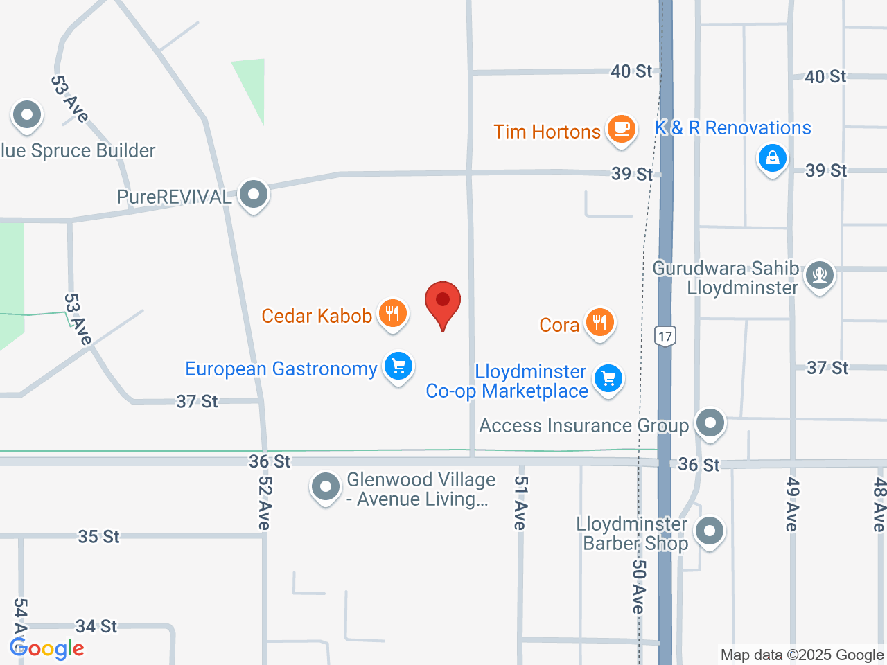 Street map for Tree Hill Cannabis, 109-3704 51 Ave, Lloydminster AB