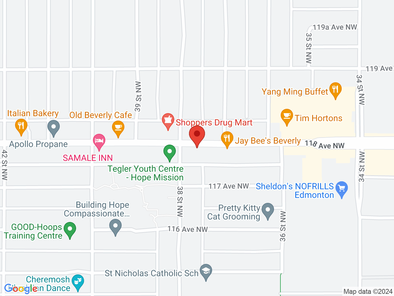 Street map for Wake n' Bake Cannabis, 3725 118 Ave NW, Edmonton AB