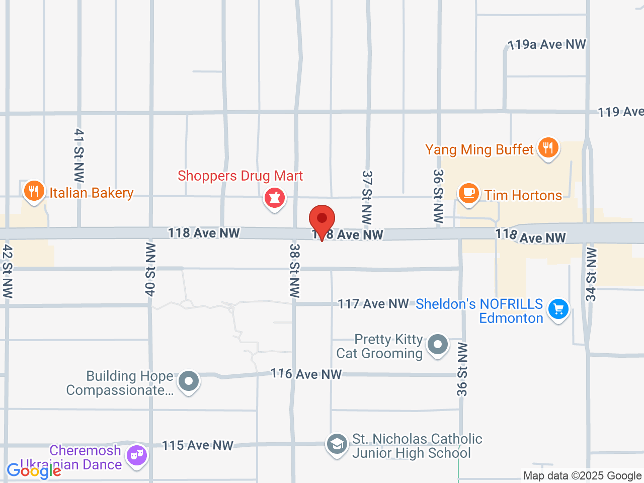 Street map for Wake n' Bake Cannabis, 3725 118 Ave NW, Edmonton AB